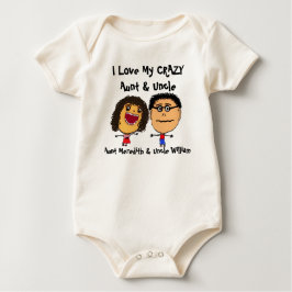 Body Para Bebê Eu amo minha tia louca e o tio Cartoon