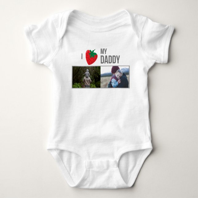 BODY PARA BEBÊ EU AMO MINHAS ROUPAS DE BEBÊ PAI FOTO PERSONALIZAD (Frente)
