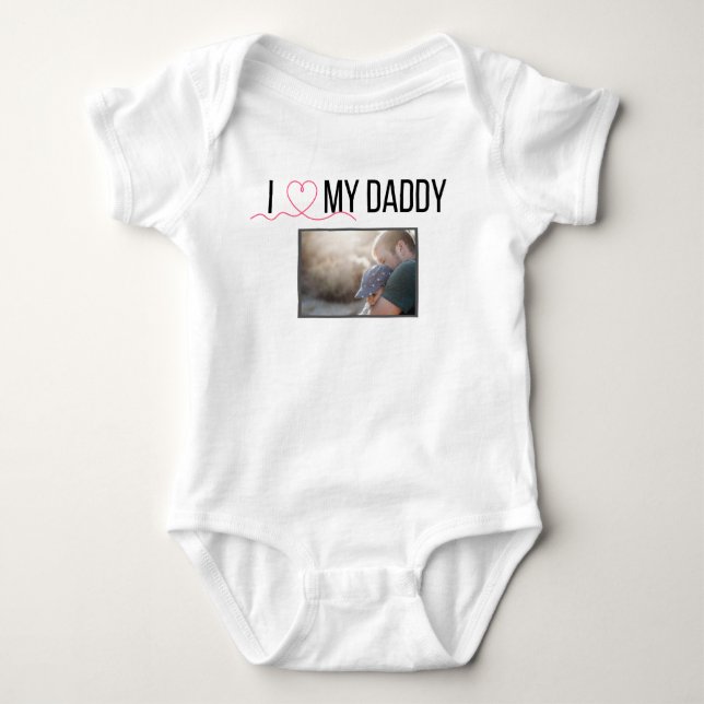 BODY PARA BEBÊ EU AMO MINHAS ROUPAS DE BEBÊ PAI FOTO PERSONALIZAD (Frente)