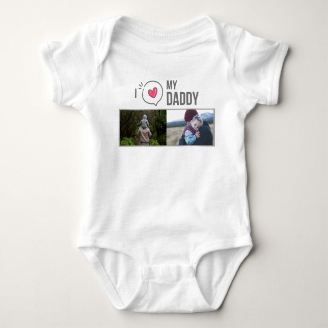BODY PARA BEBÊ EU AMO MINHAS ROUPAS DE BEBÊ PAI FOTO PERSONALIZAD (Frente)