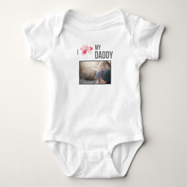 BODY PARA BEBÊ EU AMO MINHAS ROUPAS DE BEBÊ PAI FOTO PERSONALIZAD (Frente)
