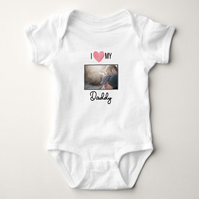 BODY PARA BEBÊ EU AMO MINHAS ROUPAS DE BEBÊ PAI FOTO PERSONALIZAD (Frente)