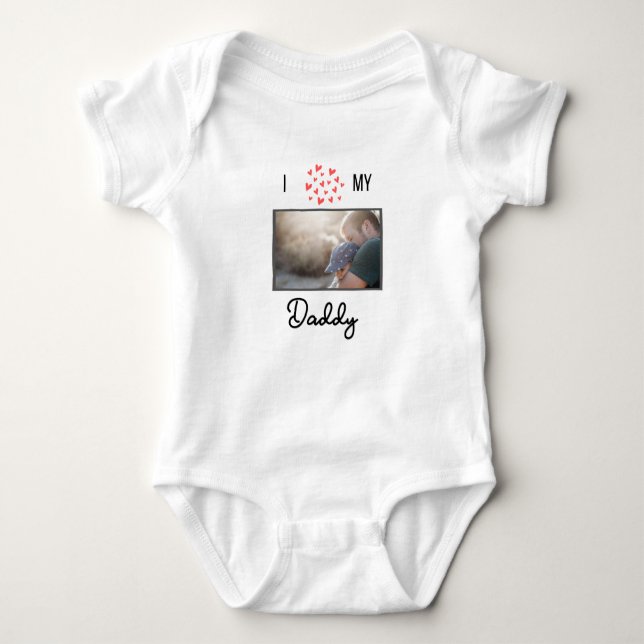 BODY PARA BEBÊ EU AMO MINHAS ROUPAS DE BEBÊ PAI FOTO PERSONALIZAD (Frente)