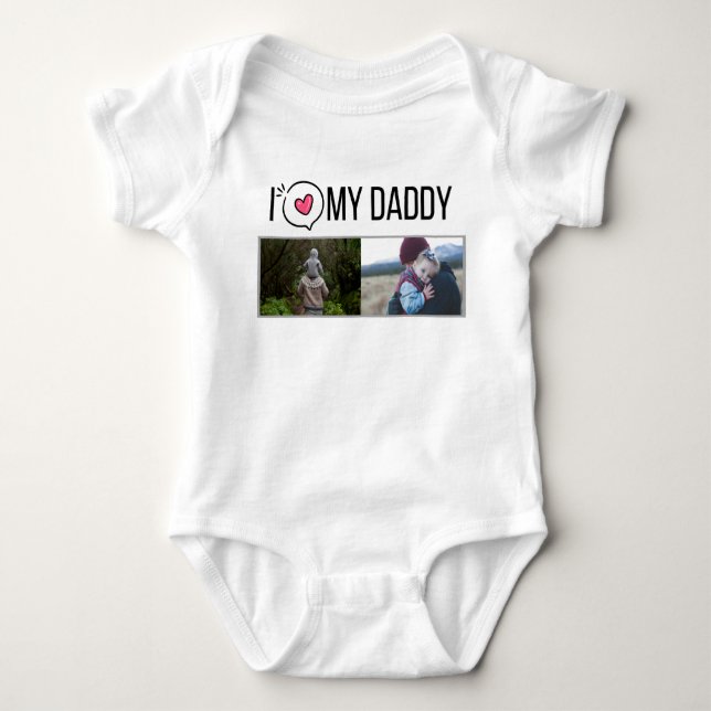BODY PARA BEBÊ EU AMO MINHAS ROUPAS DE BEBÊ PAI FOTO PERSONALIZAD (Frente)