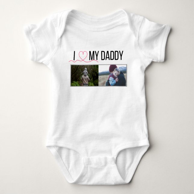 BODY PARA BEBÊ EU AMO MINHAS ROUPAS DE BEBÊ PAI FOTO PERSONALIZAD (Frente)