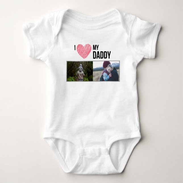 BODY PARA BEBÊ EU AMO MINHAS ROUPAS DE BEBÊ PAI FOTO PERSONALIZAD (Frente)