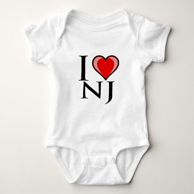 Body Para Bebê Eu amo NJ - New-jersey (Frente)