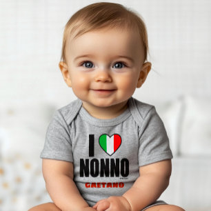 Body Para Bebê EU AMO NONNO Presente Personalizado para Avô Itali