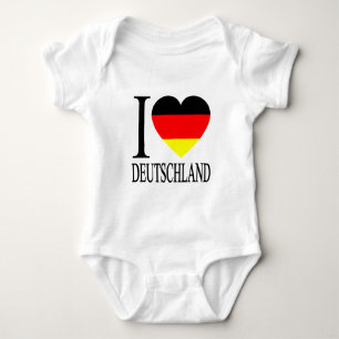 Body Para Bebê Eu amo o coração alemão da bandeira de Alemanha
