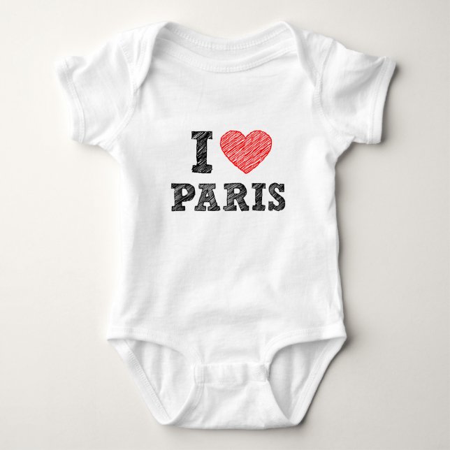 Body Para Bebê Eu amo o esboço de Paris (Frente)