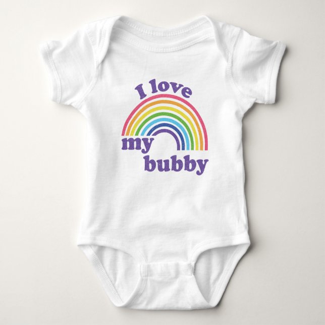 Body Para Bebê Eu Amo O Meu Bubby - Cute Rainbow (Frente)
