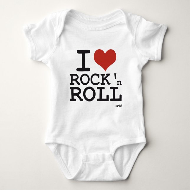 Body Para Bebê Eu amo o rock and roll (Frente)
