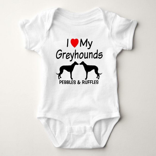 Body Para Bebê Eu Amo Os Meus Dois Cachorros De Greyhound (Frente)