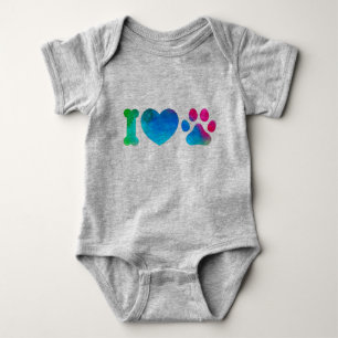 Body Para Bebê Eu Amo Pets Macacão de Bebê com Estampa Colorida d
