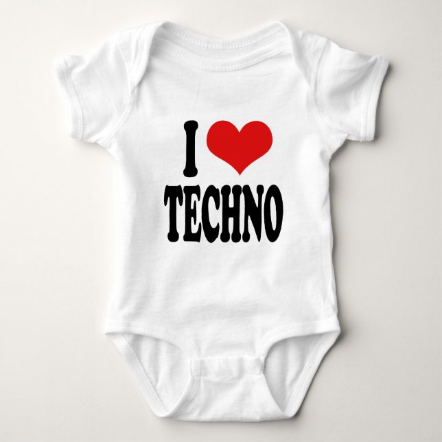 Body Para Bebê Eu amo Techno (Frente)