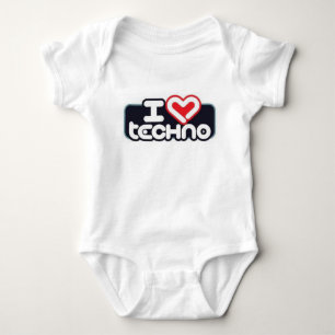 Body Para Bebê Eu amo TECHNO - t-shirt do bebê