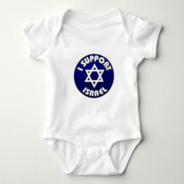Body Para Bebê Eu apoio Israel - מגןדוד da estrela de David (Frente)