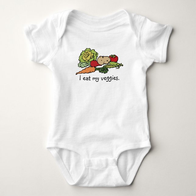 Body Para Bebê Eu como meus veggies. (Frente)