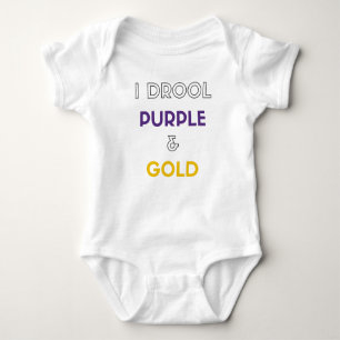 Body Para Bebê Eu Drool roxo e ouro