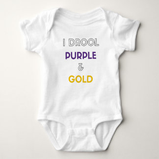 Body Para Bebê Eu Drool roxo e ouro