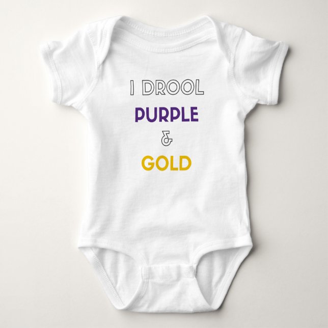 Body Para Bebê Eu Drool roxo e ouro (Frente)