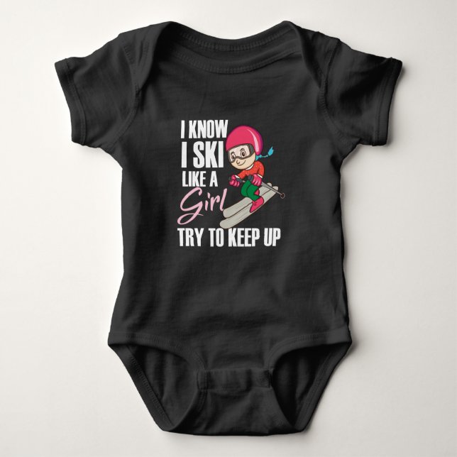 Body Para Bebê Eu Esquiar Como Uma Rapariga Tenta Continuar Humor (Frente)
