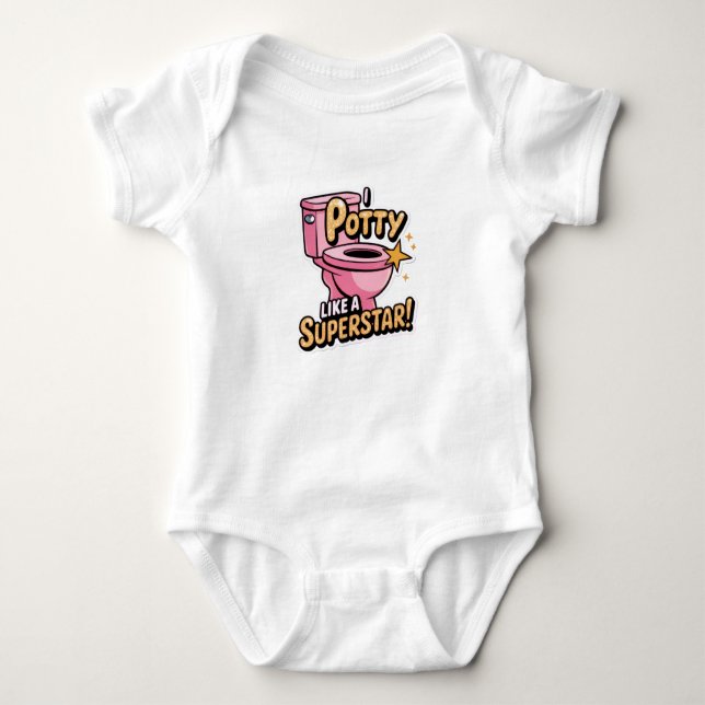Body Para Bebê Eu faço xixi como uma superestrela (Frente)