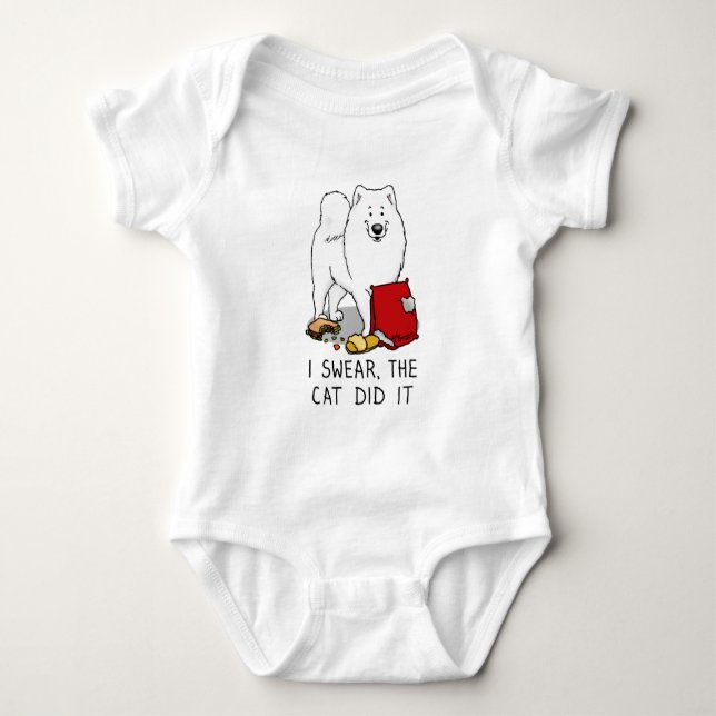 Body Para Bebê Eu Juro, O Gato Samoyed Dog (Frente)