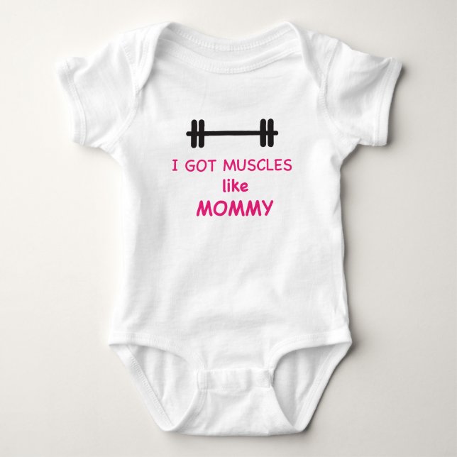 Body Para Bebê Eu obtive os músculos como mamães (Frente)