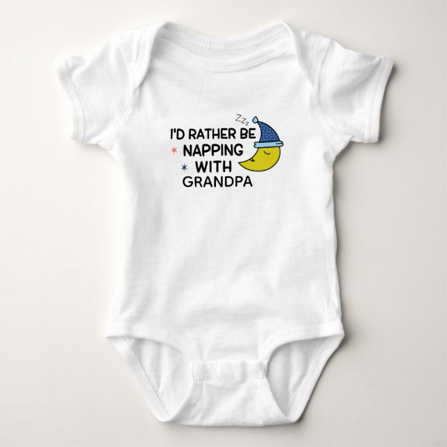 Body Para Bebê Eu Preferiria Estar Cochilando com o Vovô (Frente)