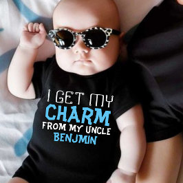 Body Para Bebê Eu recebo meu charme do meu tio (nome do tio)