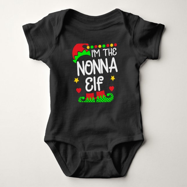 Body Para Bebê Eu sou a família de Natal "Nonna Elf" Elf Costu (Frente)