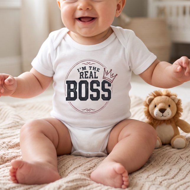 Body Para Bebê Eu Sou O Verdadeiro Chefe Bebê Divertido Combinand (Criador carregado)