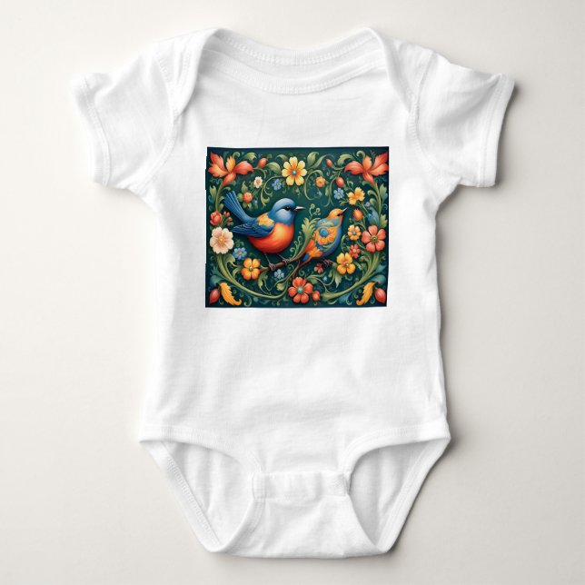Body Para Bebê Eu sou um bebê norueguês Rosemaling Criança Bodyfa (Frente)