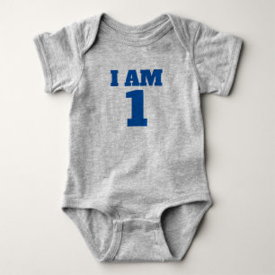 Body Para Bebê Eu sou um Bodysuit de aniversário azul cinza