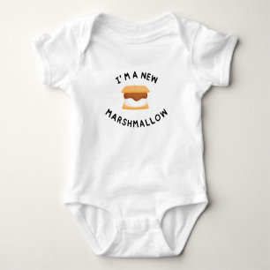 Body Para Bebê Eu sou uma nova Marshmallow Baby Bib Cute S’more