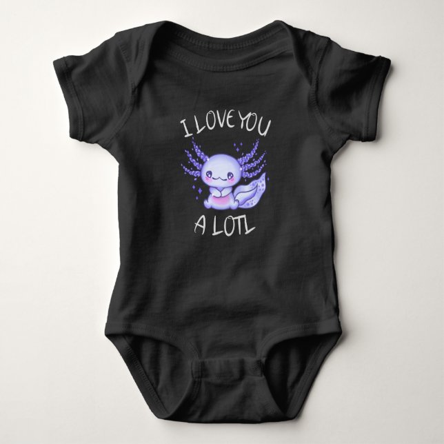 Body Para Bebê Eu te amo muito Axolotl apaixonado (Frente)