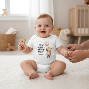 Body Para Bebê Eu Te Amo Muito Ursinho Pai Coração Balão