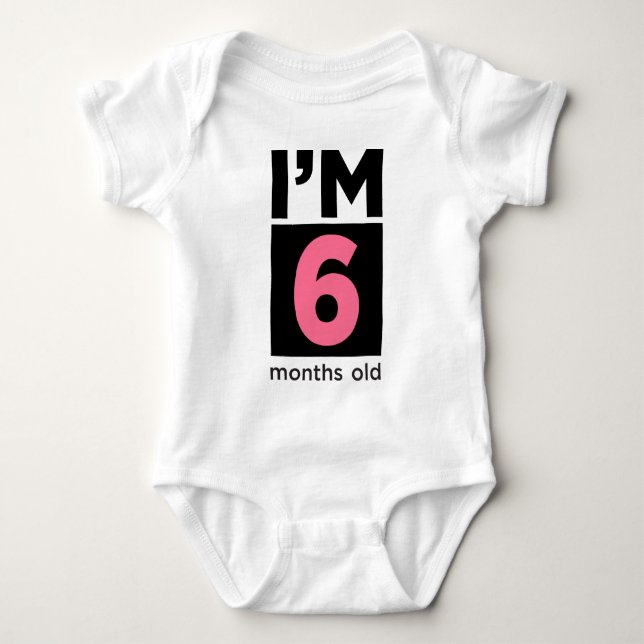 Body Para Bebê Eu tenho 6 meses rosa (Frente)