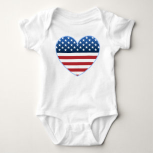 Body Para Bebê EUA Heart Flag Criança & Toddler T shirts