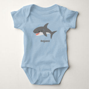 Body Para Bebê Excelente de desenho animado branco de tubarão fel