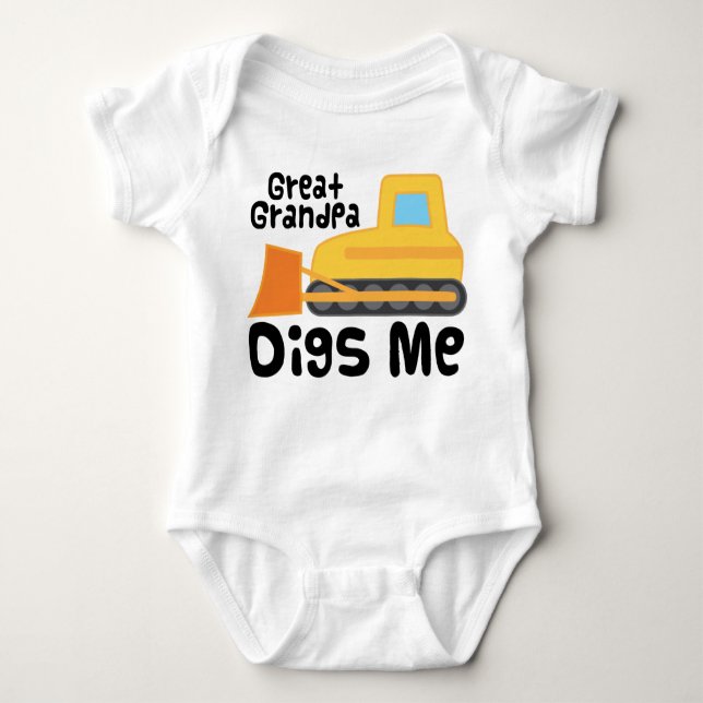 Body Para Bebê Excelente Vovô me escava caminhão Bulldozer (Frente)