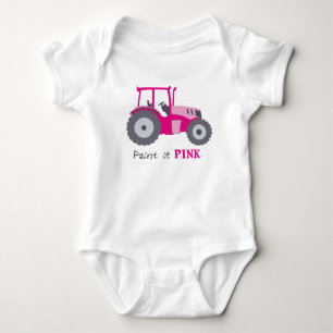 Body Para Bebê Exemplo de trator cor-de-rosa para crianças