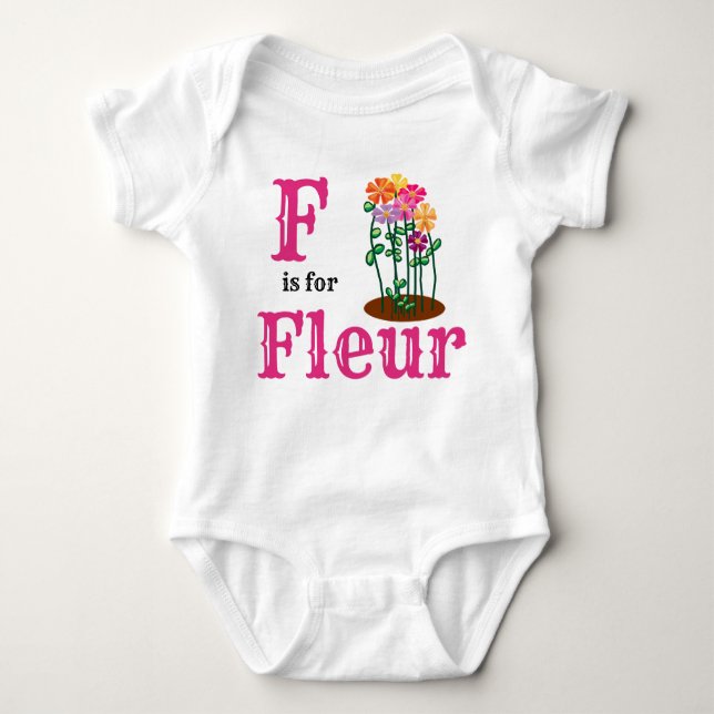 Body Para Bebê F é o nome da bebê Fleur (Frente)
