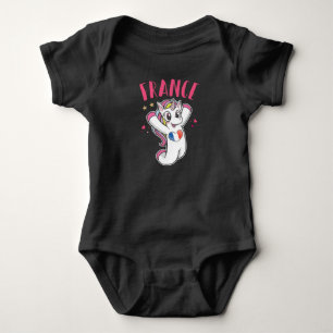 Body Para Bebê Fã de futebol Unicórnio da França com bandeira do