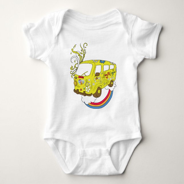 Body Para Bebê Faça o sinal de paz do Hippie de Van ~ 60s da (Frente)