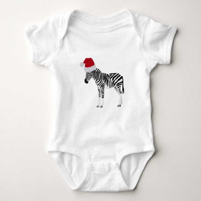 Body Para Bebê Fácil de Zebra Natal com Papai Noel (Frente)