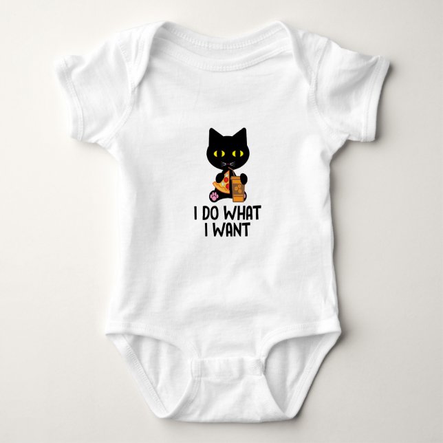 Body Para Bebê faço o que quero | design de gatos (Frente)