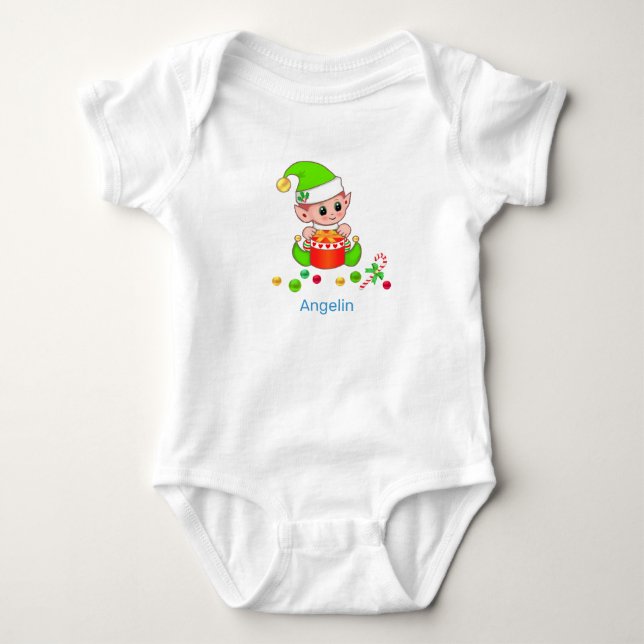 Body Para Bebê Fada de Natal Adorável Bebê e Confetes (Frente)