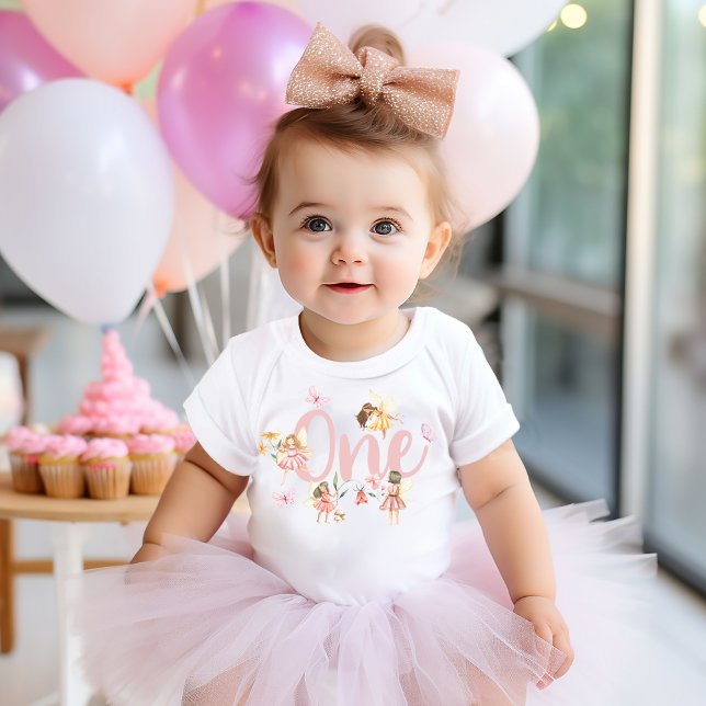 Body Para Bebê Fada de primeiro aniversario de fada Festa de Jard (Criador carregado)